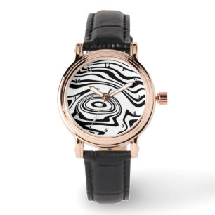 Black White Wavy Striped Watch