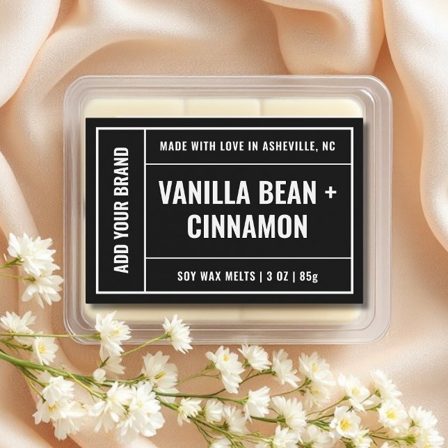 Black White Wax Melt Minimalist Modern 3x2" Label  (Creator Uploaded)