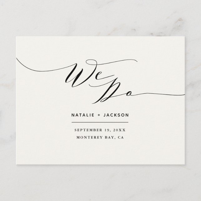 Black + white we do elegant wedding postcard (Front)