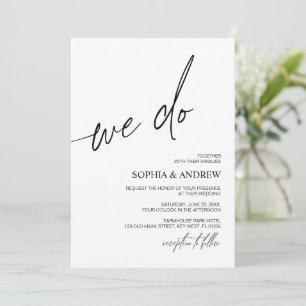 Black & White We Do Minimalist Wedding Invitation