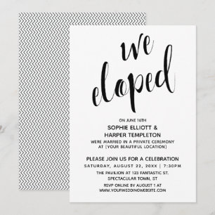 Black & White We Eloped Typography Celebration Invitation