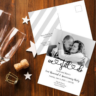 Black & White We Still Do Vow Renewal/Anniversary Postcard