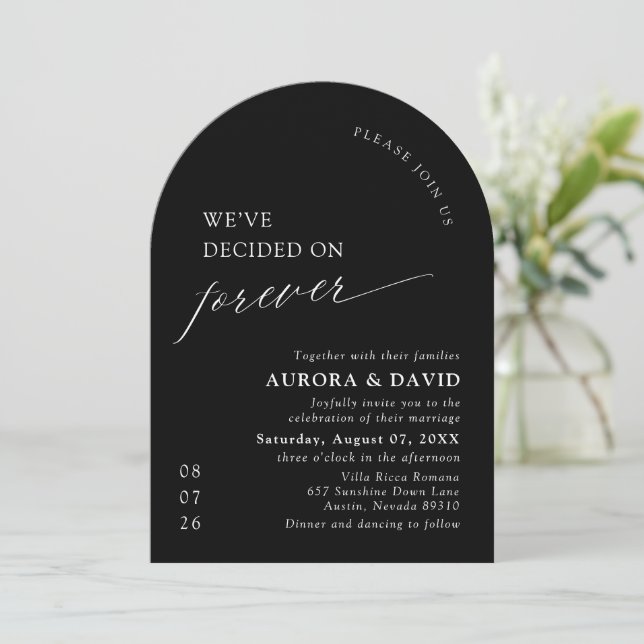 Black & White We’ve Decided On Forever Wedding Invitation (Standing Front)