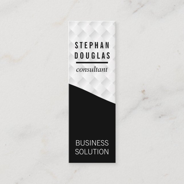 Black | White Weave Mini Business Card (Front)