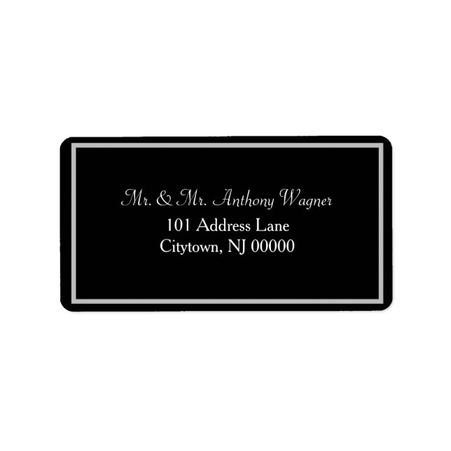 Black White Wedding Address Labels (Front)