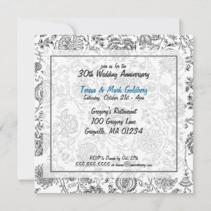 Black & White Wedding Anniversary Invitations