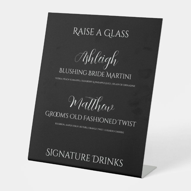 Black White Wedding Bar Sign (Front)