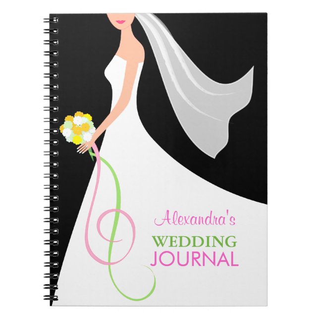 Black & White Wedding - Bride's Journal Notebook (Front)