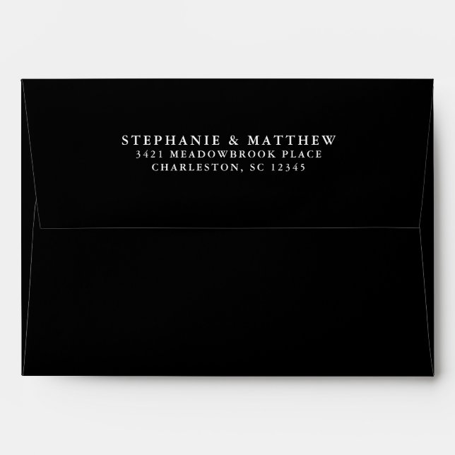 Black White Wedding Chic Return Address Elegant Envelope (Back (Top Flap))