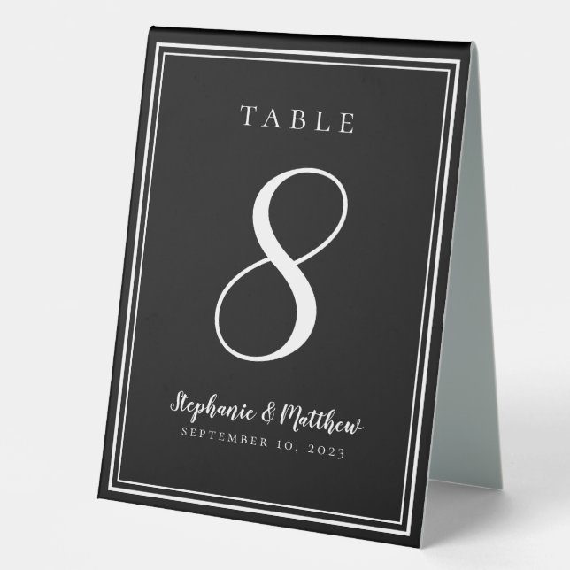 Black & White Wedding Chic Table Number Simple (Front)