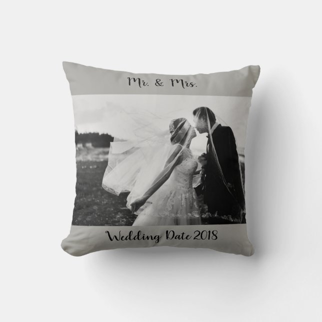 Black & White Wedding Cushion (Front)
