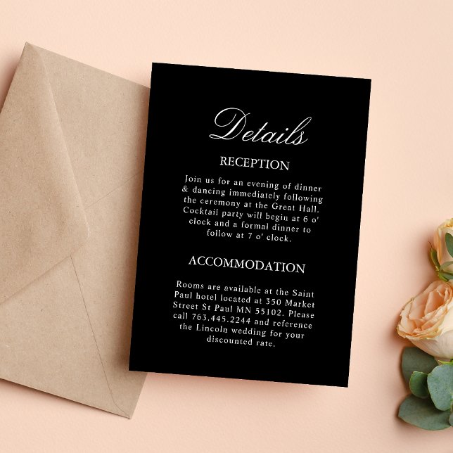 Black & White Wedding Details Enclosure Card (Creator Uploaded)