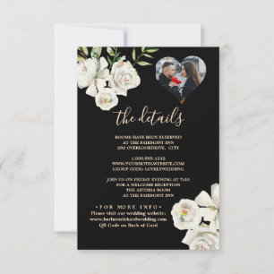 Black & White Wedding Details Photo QR Code Card