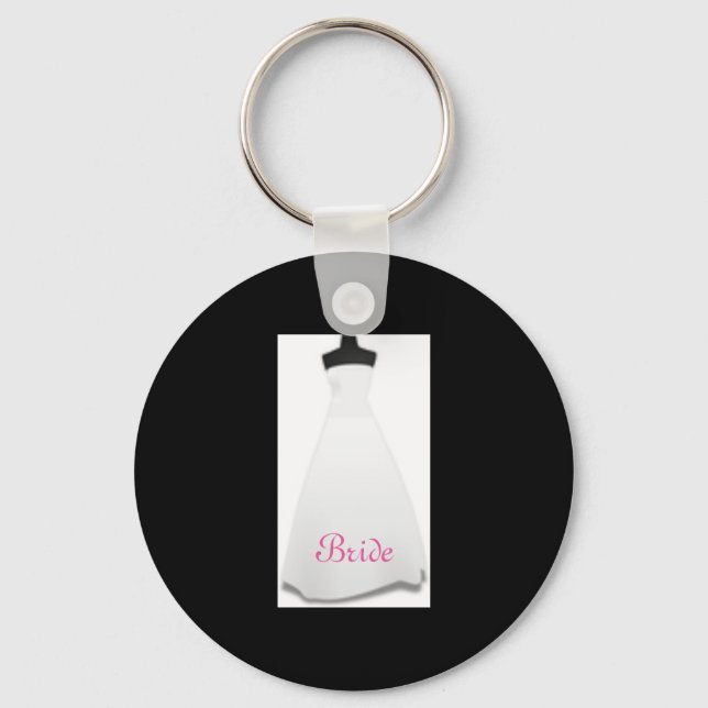 Black & White Wedding Dress Bride Keychain (Front)
