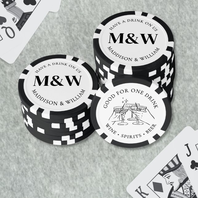 Black White Wedding Drink Poker Chips (Cocktail Black White Wedding Drink Poker Chips)