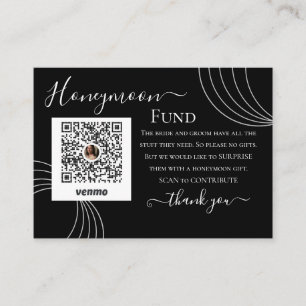 Black White Wedding Honeymoon Fund Registu Enclosure Card