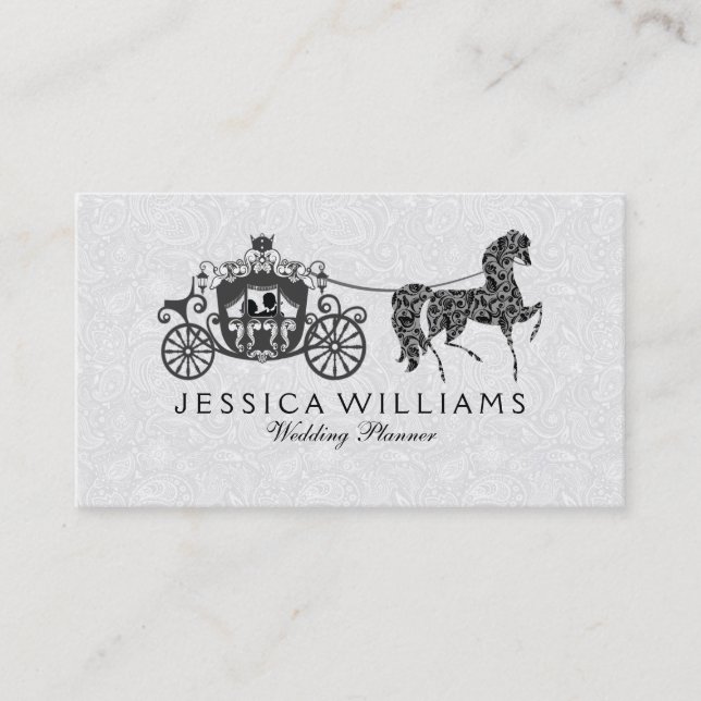 Black & White Wedding Horse & Carriage Business Card (Front)