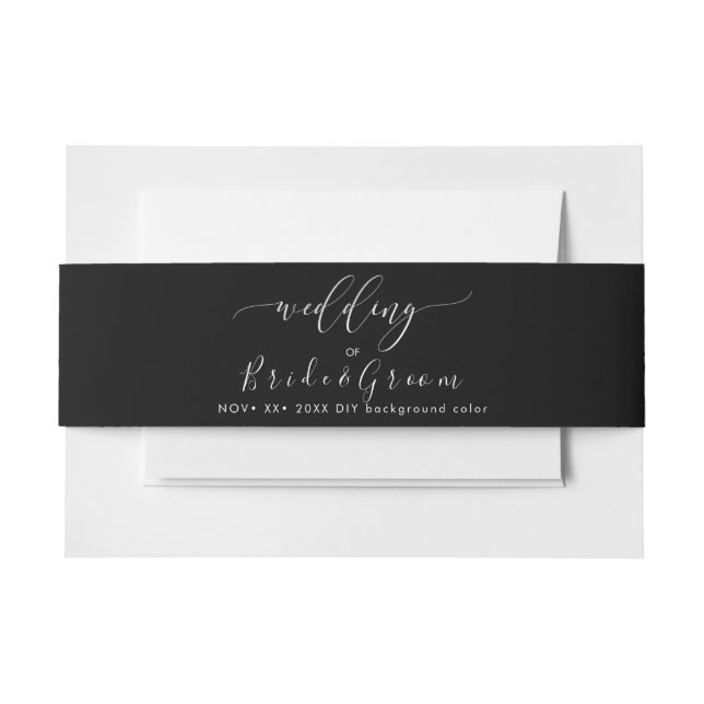 Black+White Wedding Invitation Belly Band (Front Example)
