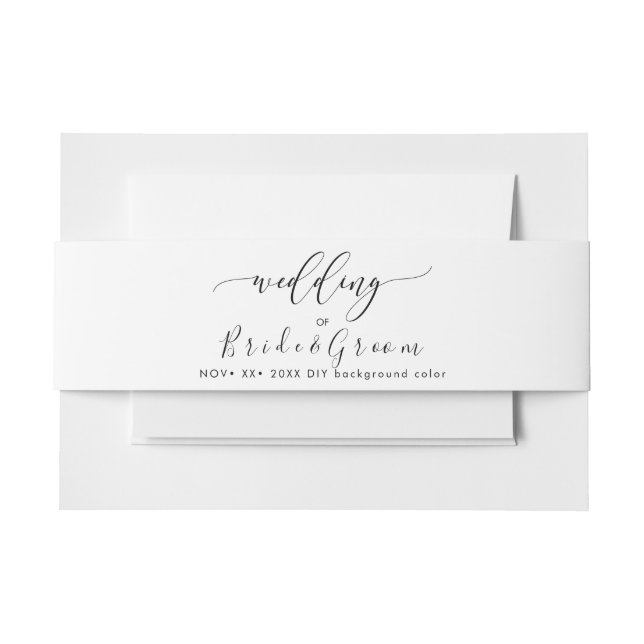 Black+White Wedding Invitation Belly Band (Front Example)