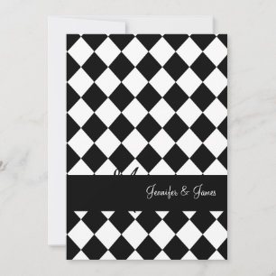 Black White Wedding Invitations Monograms Names