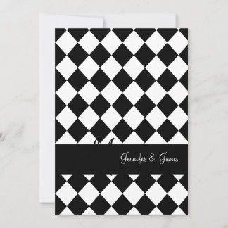 Black White Wedding Invitations Monograms Names
