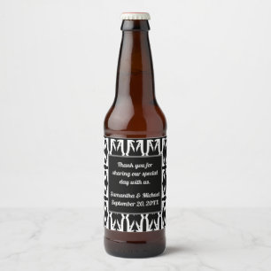 Black White Wedding Modern Guest Thank You Beer Bottle Label