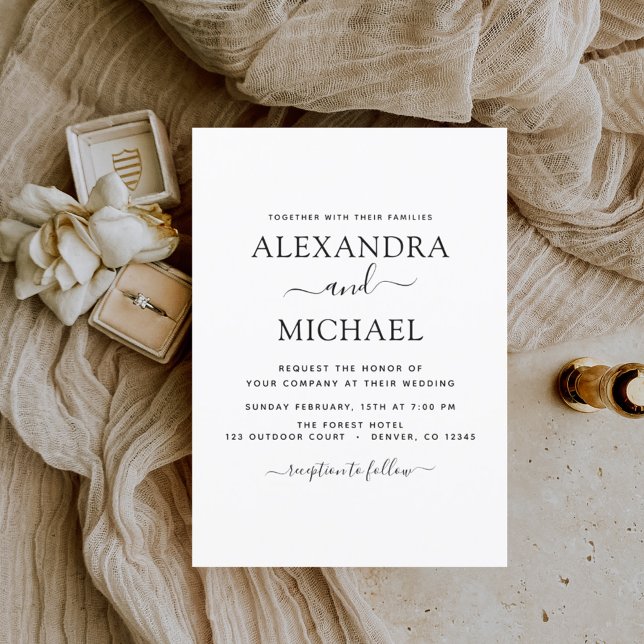 Black White Wedding Modern Typography Invitation (Creator Uploaded)
