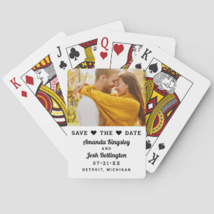Black White Wedding Monogram Photo Save the Date Playing Cards