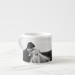 Black & White Wedding or 2 Photo Faux Panoramic Espresso Cup
