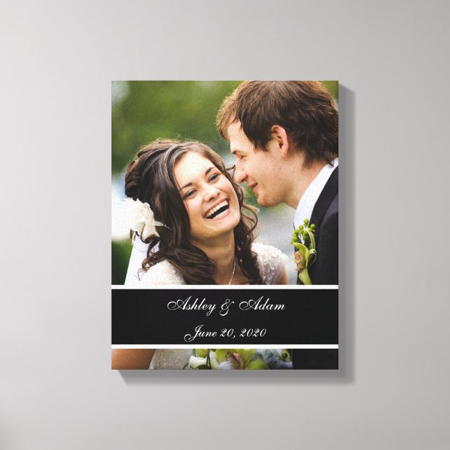 Black White Wedding Photo Personalised Canvas Print (Front)