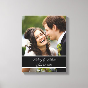Black White Wedding Photo Personalised Canvas Print
