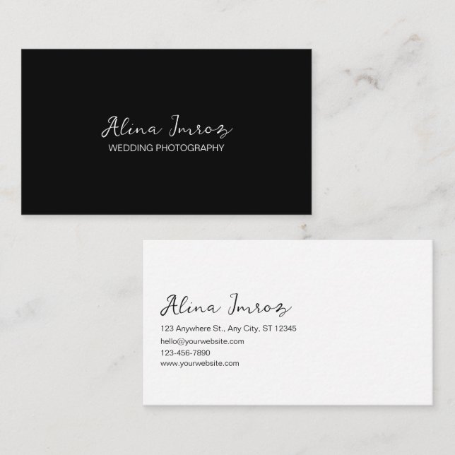 Black & White Wedding Photography Business Card (Front/Back)