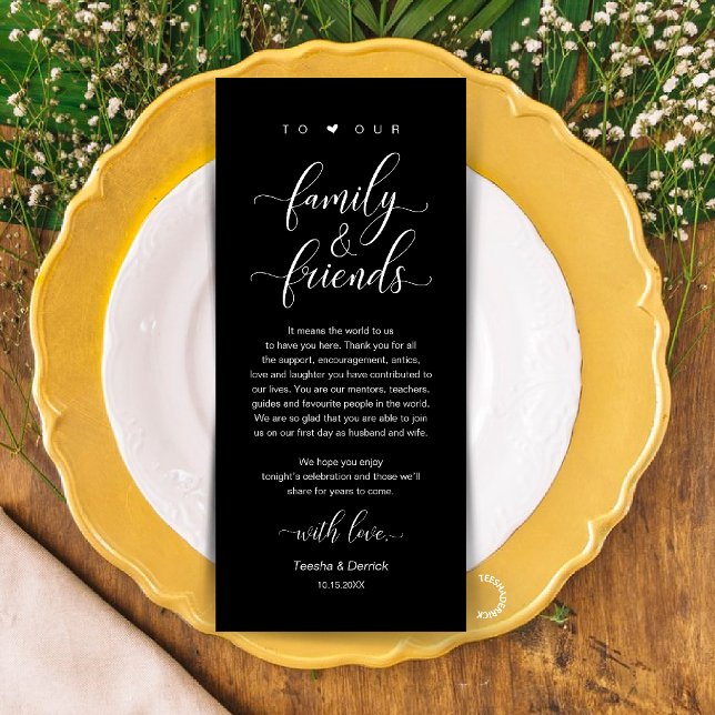 Black White Wedding Place Setting Thank You Card (Black and White Wedding Place Setting Thank You Card, Dinner Lunch Brunch Party Celebration)