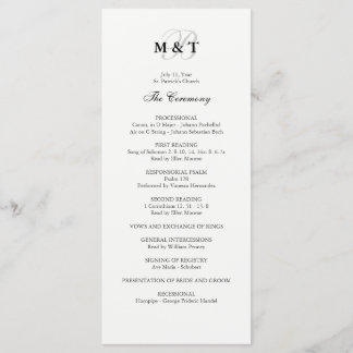 Black & White Wedding Program Programme