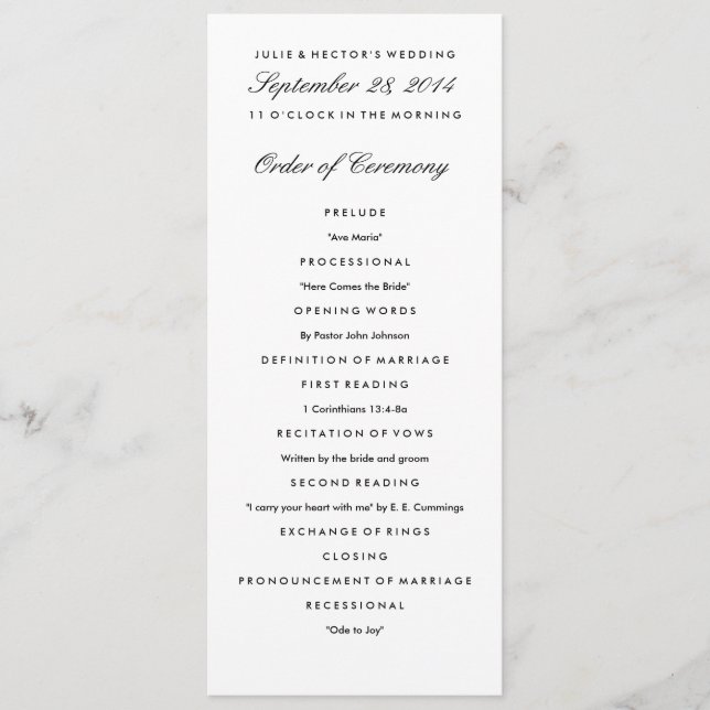 Black & White Wedding Program Template (Front)