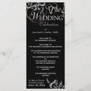 Black & white wedding programs programme