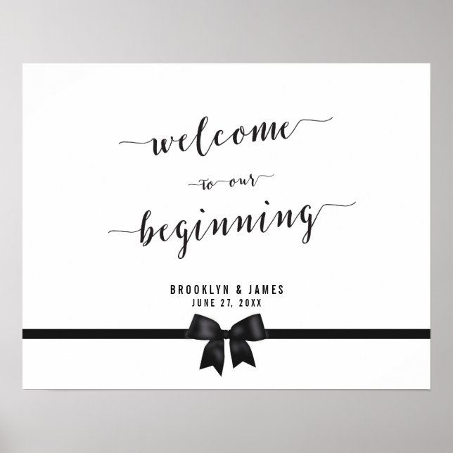 Black White Wedding Reception Sign Print 20x16 (Front)