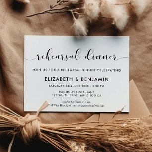 Black & white wedding rehearsal dinner invitation