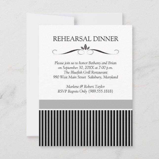 Black & White Wedding Rehearsal Dinner Invitations (Front)