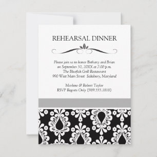 Black & White Wedding Rehearsal Dinner Invitations