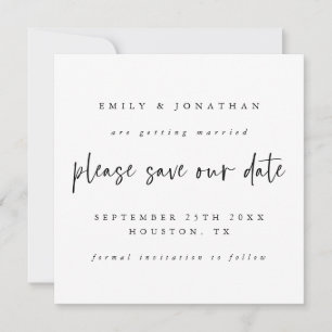 Black White Wedding Save The Date Card