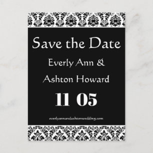 Black & White Wedding Save the Date Invitation Postcard