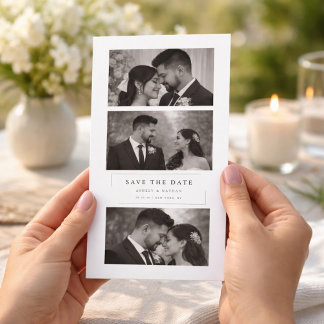Black & White Wedding Save the Date Photo Card