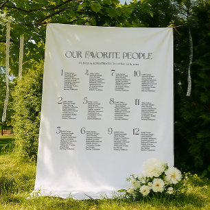 Black & White Wedding Seating Chart Fabric Tapestry