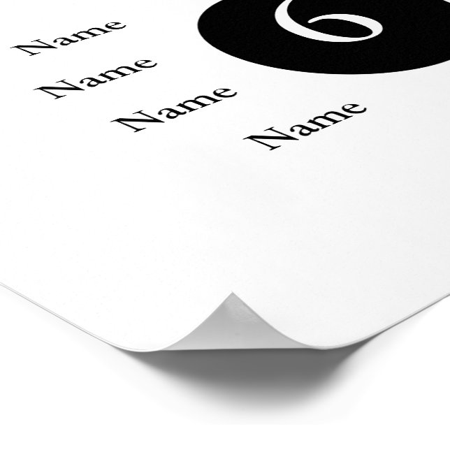 Black & White Wedding Seating Table Plan Poster (Corner)