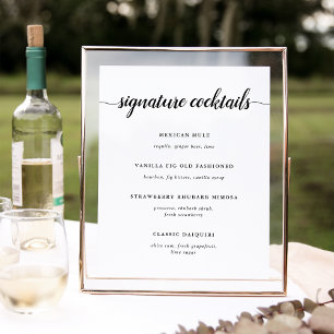 Black & White Wedding Signature Cocktail Menu Sign