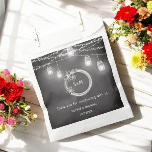 Black White Wedding String Lights  Favour Bags