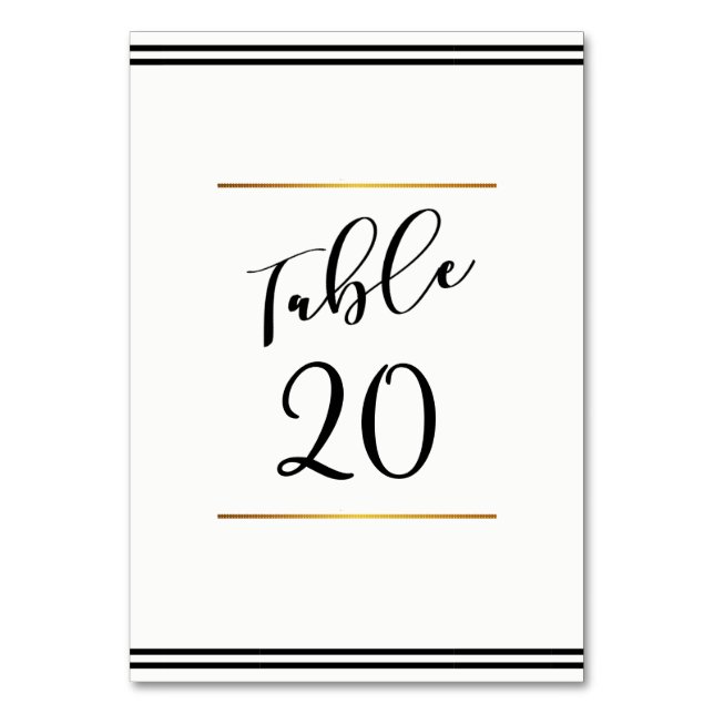 Black & White Wedding Table Card (Front)