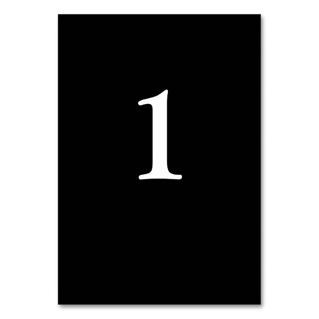 Black/White Wedding Table Number Card (Front)