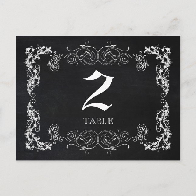 Black & White Wedding Table Numbers Postcard (Front)
